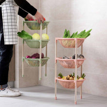 Load image into Gallery viewer, 3 Tiers Kitchen Fruit Vegetable Storage Rack Basket Shelf Stand Organizer Plastic Round Toys Snacks Sundries Storage Basket
