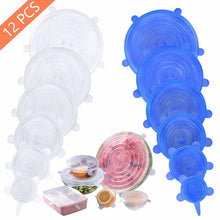 Load image into Gallery viewer, 12PCS Silicon Stretch Lids Reusable Durable Expandable Lids Covers for Fresh Food Leftover Keep Food Fresh Stretch for Container
